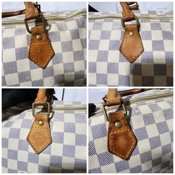 SOLD***Authentic LOUIS VUITTON Damier Azur Speedy 35 Hand Bag Brown/Cream - Picture 4 of 16
